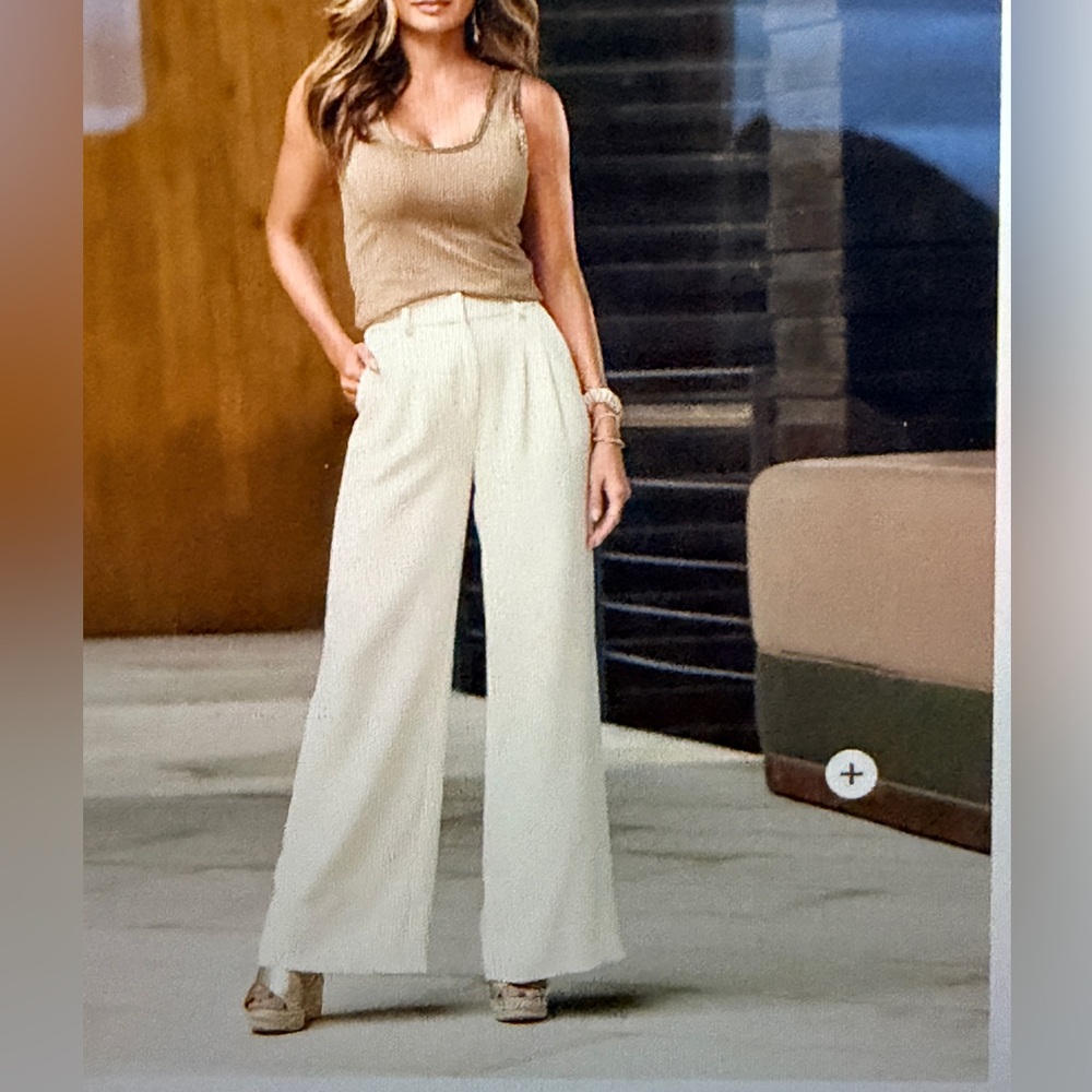 Boston Proper Ivory Wide-Leg Trousers - Picture 4 of 9